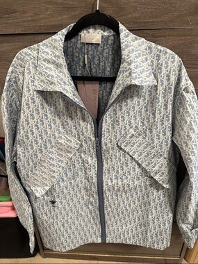 Pale Blue Monogram Zip Jacket size L